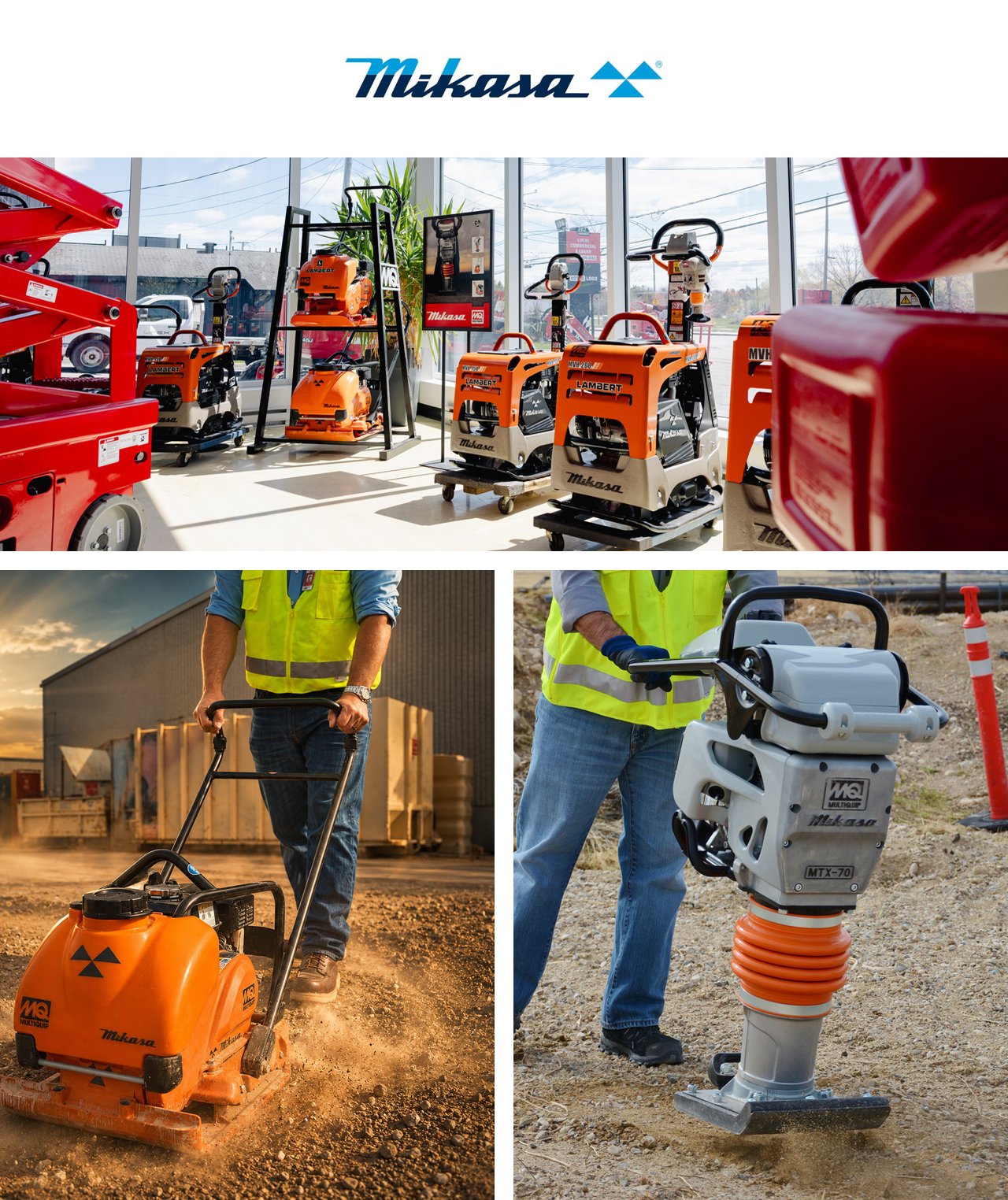 Plaques vibrantes Mikasa chez Groupe Lambert — salle de montre, MVH-308 et inventaire en stock